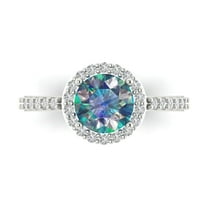 Halo Engagement Ring for Women - 1.86ct Blue Moissanite in 18K White Gold Promise Ring