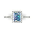 thumbnail image 1 of Halo Engagement Ring for Women - 1.86ct Blue Moissanite in 18K White Gold Promise Ring, 1 of 6