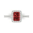 thumbnail image 1 of Halo Engagement Ring for Women - 1.86ct Natural Garnet in 14K White Gold Promise Ring, 1 of 8