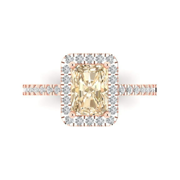 Halo Engagement Ring for Women - 1.86ct Natural Morganite in 14K Rose Gold Promise Ring