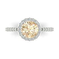 Halo Engagement Ring for Women - 1.86ct Natural Morganite in 18K White Gold Promise Ring