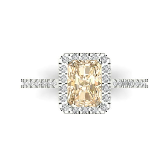 Halo Engagement Ring for Women - 1.86ct Natural Morganite in 18K White Gold Promise Ring