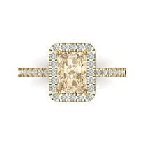 Halo Engagement Ring for Women - 1.86ct Natural Morganite in 18K Yellow Gold Promise Ring