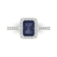 thumbnail image 1 of Halo Engagement Ring for Women - 1.86ct Simulated Blue Sapphire in 14K White Gold Promise Ring, 1 of 6
