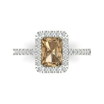 Halo Engagement Ring for Women - 1.86ct Simulated Champagne Diamond in 18K White Gold Promise Ring