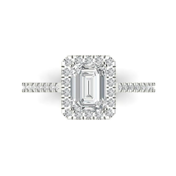 Halo Engagement Ring for Women - 1.86ct Simulated Diamond in 14K White Gold Promise Ring