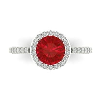 Halo Engagement Ring for Women - 1.86ct Simulated Pink Tourmaline in 18K White Gold Promise Ring