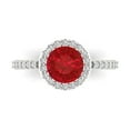 thumbnail image 1 of Halo Engagement Ring for Women - 1.86ct Simulated Ruby in 18K White Gold Promise Ring, 1 of 6