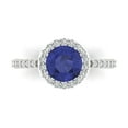 thumbnail image 1 of Halo Engagement Ring for Women - 1.86ct Simulated Tanzanite in 14K White Gold Promise Ring, 1 of 6