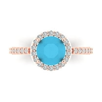 Halo Engagement Ring for Women - 1.86ct Simulated Turquoise in 18K Rose Gold Promise Ring