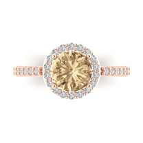 Halo Engagement Ring for Women - 1.86ct Yellow Moissanite in 18K Rose Gold Promise Ring