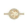 thumbnail image 1 of Halo Engagement Ring for Women - 1.8ct Natural Morganite in 18K Yellow Gold Promise Ring, 1 of 6