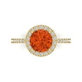 thumbnail image 1 of Halo Engagement Ring for Women - 1.8ct Simulated Red Diamond in 14K Yellow Gold Promise Ring, 1 of 8