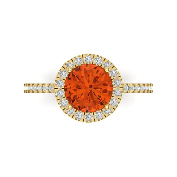 Halo Engagement Ring for Women - 1.8ct Simulated Red Diamond in 14K Yellow Gold Promise Ring
