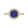 thumbnail image 1 of Halo Engagement Ring for Women - 1.8ct Simulated Tanzanite in 18K Yellow Gold Promise Ring, 1 of 6