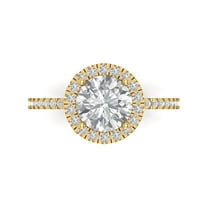 Halo Engagement Ring for Women - 1.8ct White Sapphire in 18K Yellow Gold Promise Ring