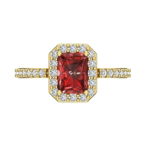 Halo Engagement Ring for Women - 1.92ct Natural Garnet in 18K Yellow Gold Promise Ring
