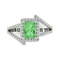 thumbnail image 1 of Halo Engagement Ring for Women - 1.935ct Simulated Green Diamond in 14K White Gold Promise Ring, 1 of 6