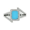 thumbnail image 1 of Halo Engagement Ring for Women - 1.935ct Simulated Turquoise in 14K White Gold Promise Ring, 1 of 8