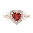 thumbnail image 1 of Halo Engagement Ring for Women - 2.03ct Natural Garnet in 14K Rose Gold Promise Ring, 1 of 6