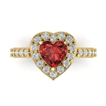 Halo Engagement Ring for Women - 2.03ct Natural Garnet in 18K Yellow Gold Promise Ring