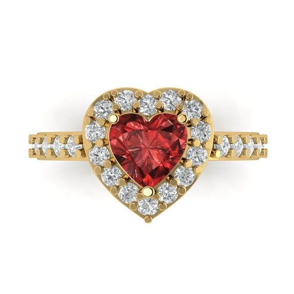 Halo Engagement Ring for Women - 2.03ct Natural Garnet in 18K Yellow Gold Promise Ring