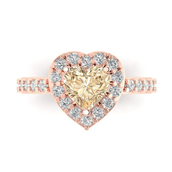 Halo Engagement Ring for Women - 2.03ct Natural Morganite in 14K Rose Gold Promise Ring