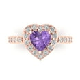 thumbnail image 1 of Halo Engagement Ring for Women - 2.03ct Simulated Alexandrite in 14K Rose Gold Promise Ring, 1 of 6
