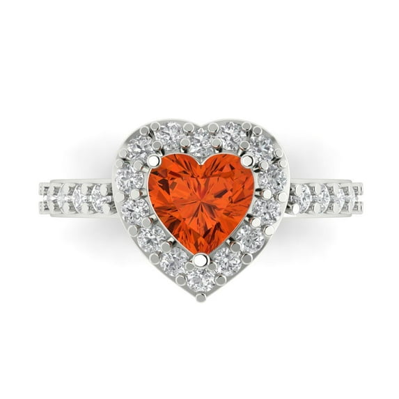 Halo Engagement Ring for Women - 2.03ct Simulated Red Diamond in 14K White Gold Promise Ring