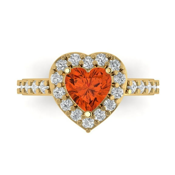 Halo Engagement Ring for Women - 2.03ct Simulated Red Diamond in 18K Yellow Gold Promise Ring
