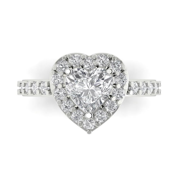Halo Engagement Ring for Women - 2.03ct White Sapphire in 14K White Gold Promise Ring