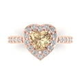 thumbnail image 1 of Halo Engagement Ring for Women - 2.03ct Yellow Moissanite in 14K Rose Gold Promise Ring, 1 of 6