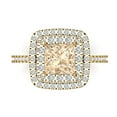 thumbnail image 1 of Halo Engagement Ring for Women - 2.07ct Natural Morganite in 14K Yellow Gold Promise Ring, 1 of 6