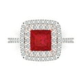 thumbnail image 1 of Halo Engagement Ring for Women - 2.07ct Simulated Ruby in 14K White/Rose Gold Promise Ring, 1 of 8
