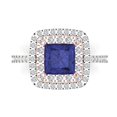 thumbnail image 1 of Halo Engagement Ring for Women - 2.07ct Simulated Tanzanite in 14K White/Rose Gold Promise Ring, 1 of 8