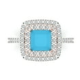 thumbnail image 1 of Halo Engagement Ring for Women - 2.07ct Simulated Turquoise in 14K White/Rose Gold Promise Ring, 1 of 8