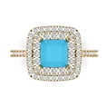 thumbnail image 1 of Halo Engagement Ring for Women - 2.07ct Simulated Turquoise in 14K Yellow Gold Promise Ring, 1 of 6