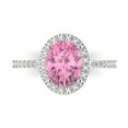 thumbnail image 1 of Halo Engagement Ring for Women - 2.27ct Simulated Pink Diamond in 14K White Gold Promise Ring, 1 of 6