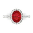 thumbnail image 1 of Halo Engagement Ring for Women - 2.27ct Simulated Pink Tourmaline in 14K White Gold Promise Ring, 1 of 6