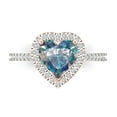 thumbnail image 1 of Halo Engagement Ring for Women - 2.285ct Blue Moissanite in 18K White/Rose Gold Promise Ring, 1 of 6