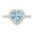 thumbnail image 1 of Halo Engagement Ring for Women - 2.285ct Simulated Blue Diamond in 14K White/Rose Gold Promise Ring, 1 of 6