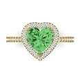 thumbnail image 1 of Halo Engagement Ring for Women - 2.285ct Simulated Green Diamond in 14K Yellow Gold Promise Ring, 1 of 6