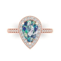 Halo Engagement Ring for Women - 2.36ct Blue Moissanite in 18K Rose Gold Promise Ring