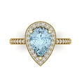 thumbnail image 1 of Halo Engagement Ring for Women - 2.36ct Natural Aquamarine in 14K Yellow Gold Promise Ring, 1 of 6