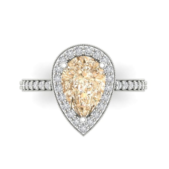 Halo Engagement Ring for Women - 2.36ct Natural Morganite in 18K White Gold Promise Ring