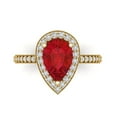thumbnail image 1 of Halo Engagement Ring for Women - 2.36ct Simulated Pink Tourmaline in 18K Yellow Gold Promise Ring, 1 of 6