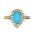 thumbnail image 1 of Halo Engagement Ring for Women - 2.36ct Simulated Turquoise in 14K Yellow Gold Promise Ring, 1 of 7