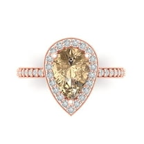 Halo Engagement Ring for Women - 2.36ct Yellow Moissanite in 18K Rose Gold Promise Ring