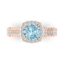 Halo Engagement Ring for Women - 2.37ct Natural Sky Blue Topaz in 18K Rose Gold Promise Ring