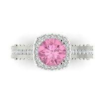 Halo Engagement Ring for Women - 2.37ct Simulated Pink Diamond in 18K White Gold Promise Ring